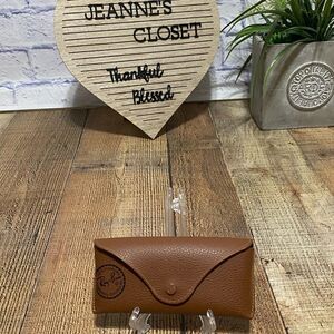 Ray-Ban Sunglasses Case Only-brown  Faux Leather Pebbled Case Snap Closure.